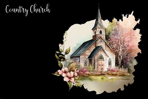 Country Church PNG Watercolor Clipart Graphic by Leo designs · Creative ...