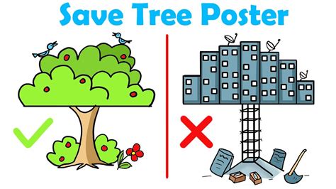 Save Tree Unique And Creative Poster Idea Draw Save Tree Poster With