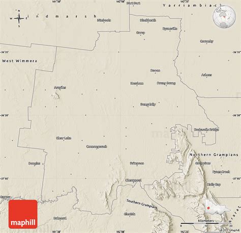 Shaded Relief Map Of Horsham