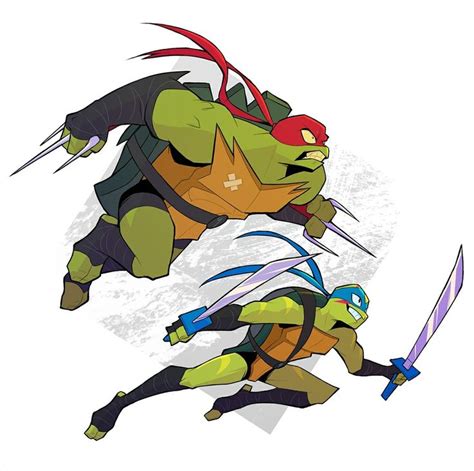 Two Ninja Turtles Are Fighting Each Other In The Air With Their Arms