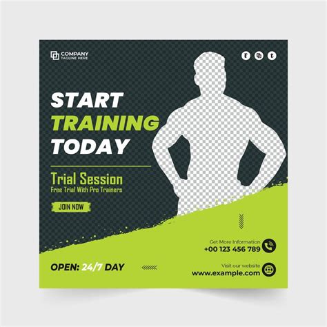 Modern Gym Business Promotional Poster Design With Photo Placeholders