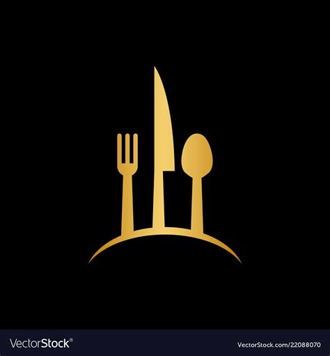 Luxury Gold Spoon Knife And Fork Logo Icon Design Template Vector