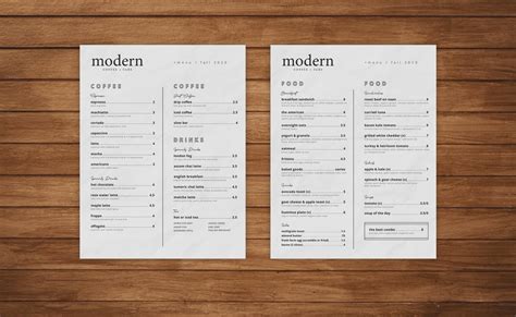 Modern Coffee Food Menu Indesign Template - Etsy