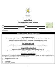 Imagine Schools Sonoran Region Teacher Eval Perf Rubric Docx Imagine