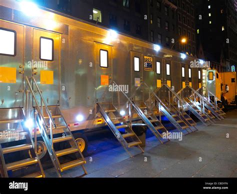 Movie star location trailers in New York City Stock Photo - Alamy