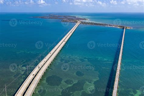 key west island florida highway and bridges over the sea aerial view ...