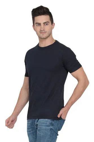 Round Half Sleeve Mens Black Cotton Plain T Shirts Size S Xxl At Rs