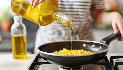 Premium Photo Woman Pouring Cooking Oil From Bottle Into Frying Pan