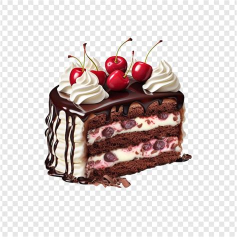 Black Forest Gateau Isolated On Transparent Background Premium Ai