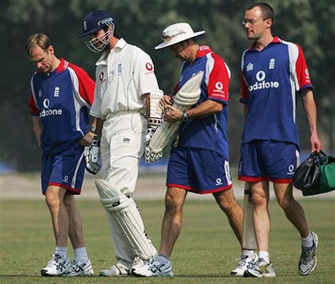 Michael Vaughan Grimaces After Twisting His Knee ESPNcricinfo