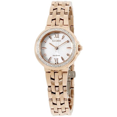 Citizen Citizen Womens Stainless Steel And Diamond Eco Drive Rose