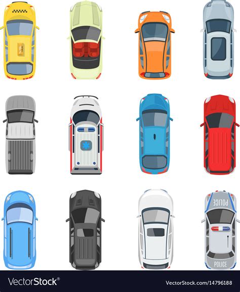 Set of car top view Royalty Free Vector Image - VectorStock