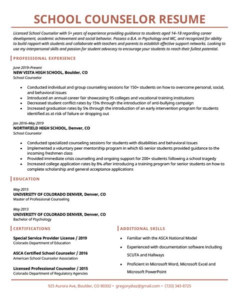 Counselor Resume Template Jerryalston Blog