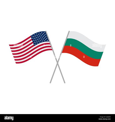 American and Bulgarian flags isolated on white background. Vector ...