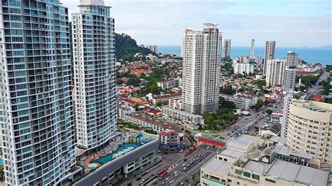 Georgetown city, Malaysia - December 17, 2023. Aerial view of architecture in Georgetown city ...