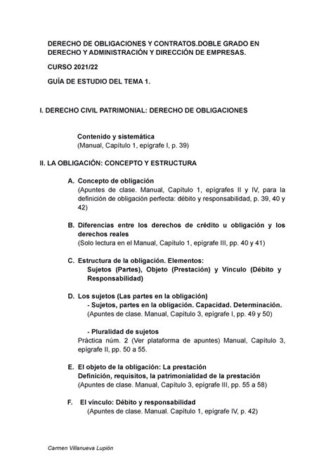 Guía Tema 1 Tema 1 Doyc Derecho De Obligaciones Y Contratos Grado En Derecho Y