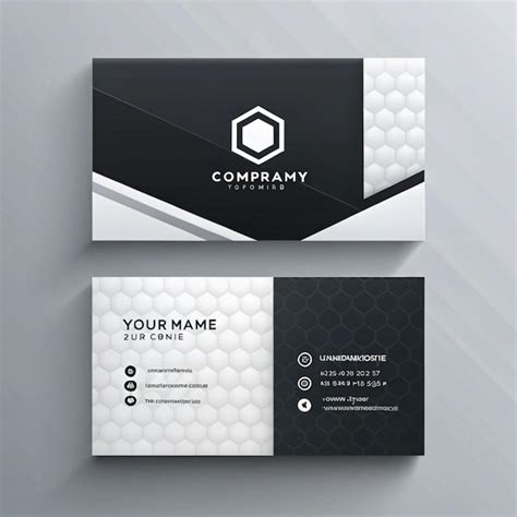 A Black And White Business Card With A Black And White Logo Premium