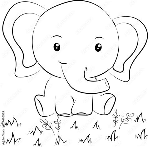 Elephant coloring page for kids Hand drawn elephant outline ...