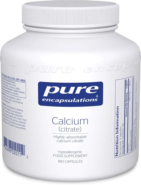 Pure Encapsulations Calcium Citrate Highly Absorbable Calcium Citrate Supplement 180