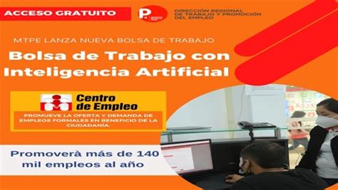 Mtpe Lanza Su Nueva Bolsa De Trabajo Con Inteligencia Artificial Con Acceso Gratuito Para