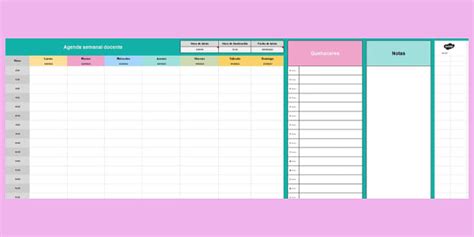 Excel Agenda Semanal Editable Para Docentes Twinkl