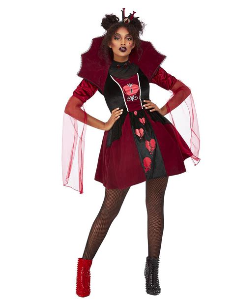 Sexy Herzk Nigin Kost M F R Damen Halloween Verkleidung Schwarz Rot