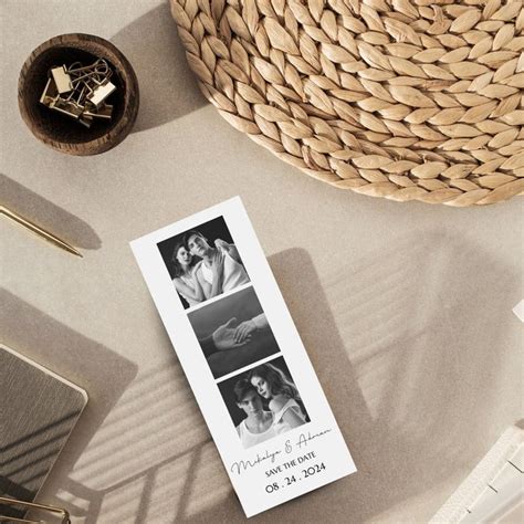 Photo Booth Strip Save The Date Template Minimal Photo Booth Etsy