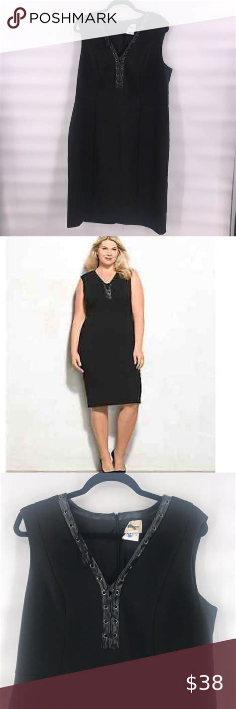 Beyond Ashley Graham Black Leather Trim Dress 14 Ashley Graham