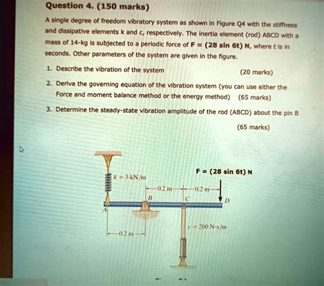 Solved Question Marks A Single Degree Of Freedom Vibratory