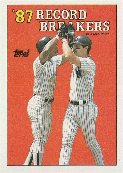 Don Mattingly 1987 Topps 2 87 Record Breakers MLB Card Free Shipping