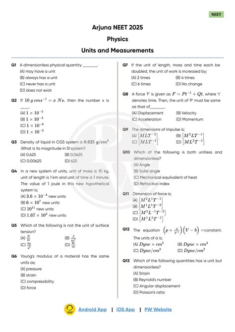 SOLUTION Units And Measurements Practice Sheet Arjuna Neet 2025