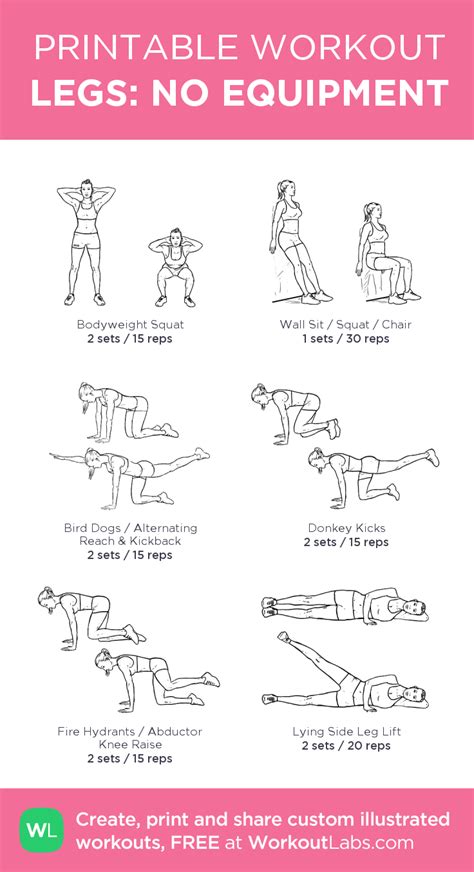 LEGS NO EQUIPMENT My Visual Workout Created At WorkoutLabs