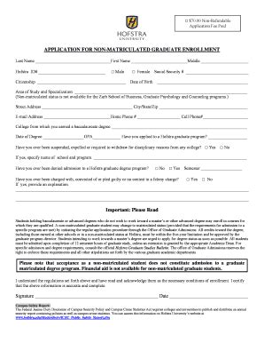 Fillable Online Hofstra Non Matric App Doc Hofstra Fax Email Print