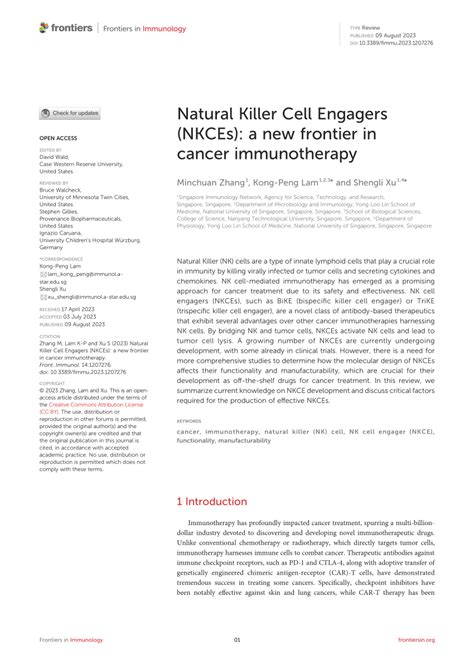 Pdf Natural Killer Cell Engagers Nkces A New Frontier In Cancer