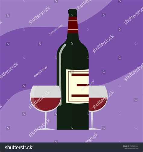 Vector Illustration Bottle Wine Glasses Stock Vector Royalty Free 1760401682 Shutterstock