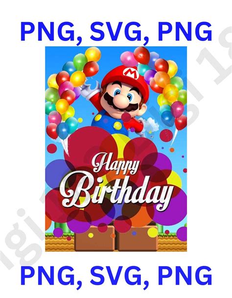 Super Mario Happy Birthday Svg Png Happy Etsy