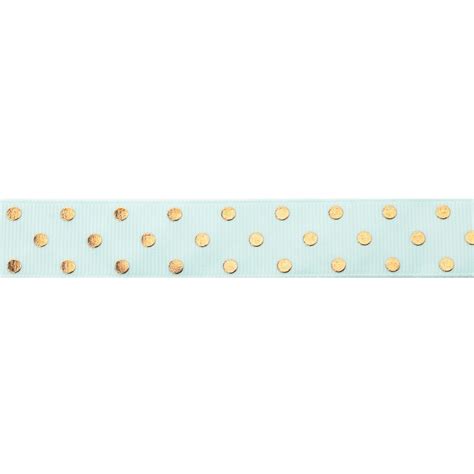 7 8 Mineral Ice Gold Foil Puff Polka Dots Grosgrain Ribbon HairBow