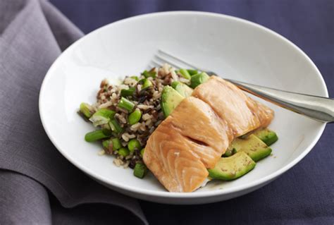 Avocado Roasted Salmon With Wild Rice Jamie Geller