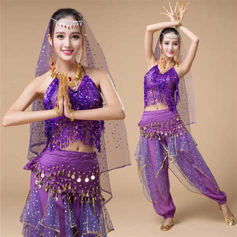 Buy 4pcs Set Stage Performance Belly Dance Costume Bollywood Gypsy Costumes