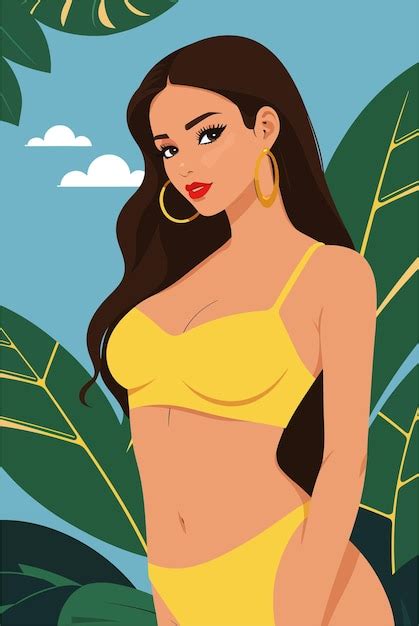 Bikini chica modelo vector ilustración Vector Premium