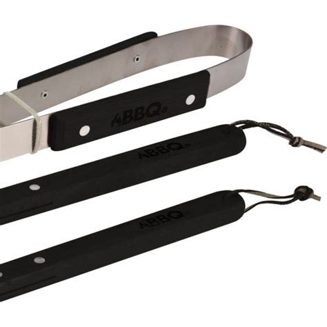 Set De 3 Ustensiles Pour Barbecue Inox Et Bois Noir Maisons Du Monde