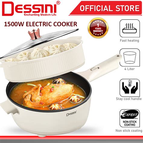 DESSINI ITALY Electric Cooker Steamboat Hot Pot Non Stick Frying Wok Pan Rice Cooker With