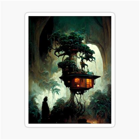 Jungle Cozy Tree House Sticker For Sale By Thehousemaster Redbubble