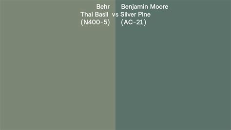 Behr Thai Basil N Vs Benjamin Moore Silver Pine Ac Side By