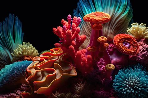 Premium AI Image | a group of colorful sea creatures