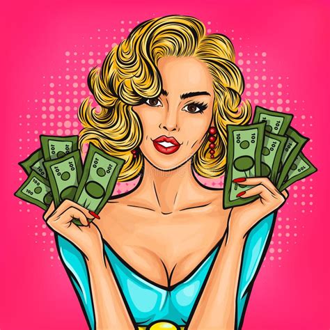 Vector Pop Art Girl with Cash Stock Vector - Illustration of money ...