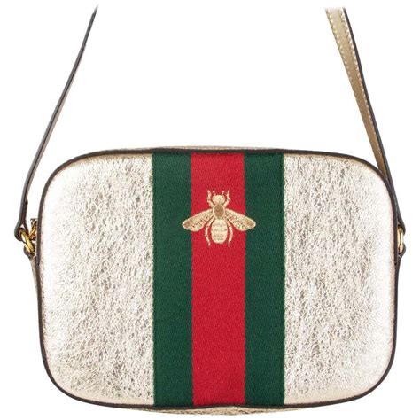 Gucci Gold Leather Webby Bee Crossbody Shoulder Bag At 1stdibs Gucci