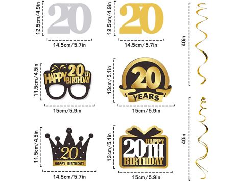 20 Birthday Decorations Set Happy 20th Birthday Party Swirls Etsy