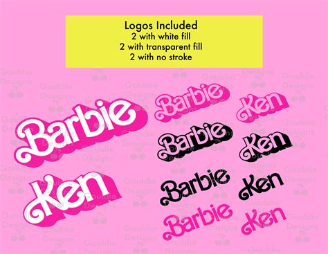 Barbie Pink Font 1970, 1980, Cute Curly, Includes Barbi & Ken Logos ...