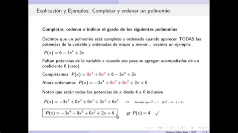 Polinomio Completo Y Ordenado Youtube